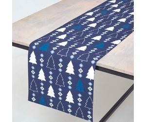 Homescapes Blue Winterland Christmas Table Runner 35 X 250 Cm
