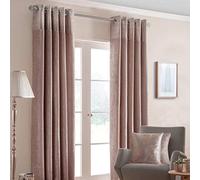 HOMESCAPES Blush Pink Curtains 229 x 183cm (90 x 72”) ”Nova Soft Chenille Modern Shimmer Curtain Pair Heavy Weight Eyelet Curtains