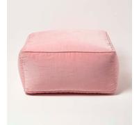 Homescapes Blush Pink Velvet Pouffe Bean Cube