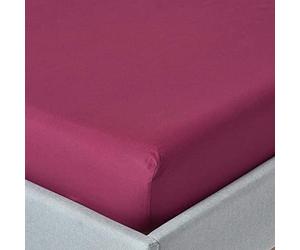 Homescapes Bordeaux/Plum Fitted Sheet for Mattress Size 100 x 200 cm 100% Egyptian Cotton 200 Percale Flat Sheet
