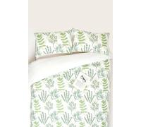 Homescapes Botanical Digitally Printed Cotton Duvet Cover Set In Green Green
