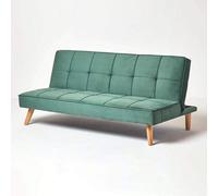 Homescapes Bower Velvet Sofa Bed, Dark Green