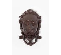 Homescapes Brown Cast Iron Lion Head Traditional Door Knocker Brown