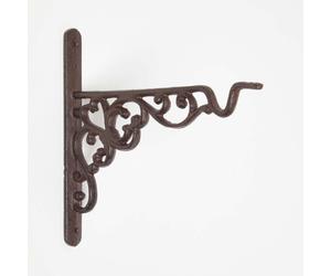 Homescapes Brown Cast Iron Small Parisian Style Hanging Basket Hook