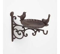 Homescapes Brown Decorative Bird Bath with Wall Bracket Cast Iron