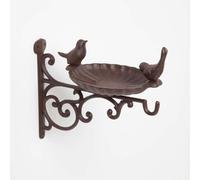 Homescapes Brown Decorative Bird Bath with Wall Bracket Cast Iron
