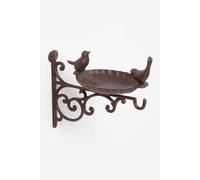 Homescapes Brown Decorative Bird Bath With Wall Bracket Cast Iron Brown One Size