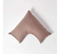HOMESCAPES Brown Organic Cotton V-Shape Pillowcase 400TC 600 Thread Count Equivalent Pillow Case For Nursing Pregnancy and Elderly Pack of 2