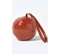 Homescapes Brown Round Faux Leather Door Stop Brown