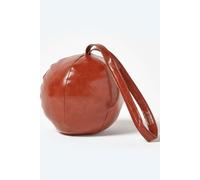 Homescapes Brown Round Faux Leather Door Stop Homescapes Brown