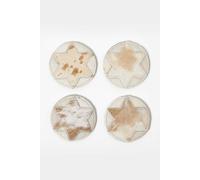 Homescapes Brown Star Round Leather Coasters Set Of 4 Brown One Size