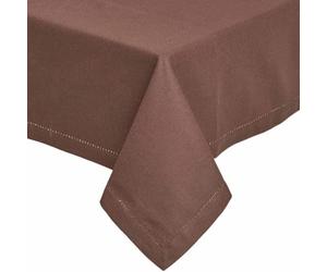 HOMESCAPES Brown Table Cloth, Plain Cotton Tablecloth, Extra Large Rectangular, Handcrafted & Durable Dining Table Cover with Hem Stitch, Hypoallergenic, Washable, Chocolate Brown - 178 x 300cm