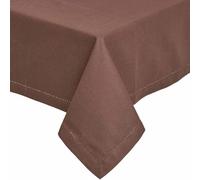HOMESCAPES Brown Table Cloth, Plain Cotton Tablecloth, Rectangular, Handcrafted & Durable Dining Table Cover with Hem Stitch, Hypoallergenic, Washable, Chocolate Brown - 137 x 178cm