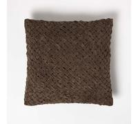 Sofia Pleated Velvet Cushion Homescapes Brown 45cm x 45cm