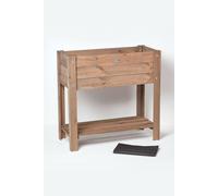 Homescapes Brown Wooden Raised Bed Planter, 78cm Tall Homescapes Brown
