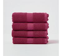 HOMESCAPES Burgundy Turkish Cotton Set of 4 Hand Towels Super Soft Thick & Absorbent 500 GSM Towel Heavy Weight for everyday Luxury