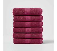 HOMESCAPES Burgundy Turkish Cotton Set of 6 Hand Towels Super Soft Thick & Absorbent 500 GSM Towel Heavy Weight for everyday Luxury