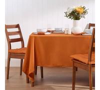 HOMESCAPES Orange Table Cloth, Plain Cotton Tablecloth, Rectangular, Handcrafted & Durable Dining Table Cover with Hem Stitch, Hypoallergenic, Washable, Burnt Orange - 137 x 178cm
