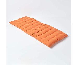 HOMESCAPES Burnt Orange Garden Bench Cushion 2 Seater Seat Pad for Patio Furniture Kitchen or Dining Bench Indoor & Outdoor Use Comfortable 100% Cotton Modern Tufted Style Thick Cushion 108cm Wide