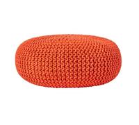 Homescapes Burnt Orange Large Round Cotton Knitted Pouffe Footstool