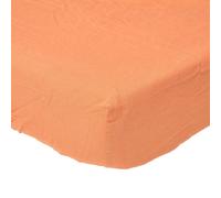 Homescapes Burnt Orange Linen Fitted Sheet, Double