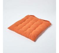 Homescapes Burnt Orange Seat Pads 100% Cotton Chair Cushions 40X40 Cm, Plain Chair Pads For Dining, Kitchen Or Garden Outdoor Use