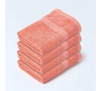HOMESCAPES Burnt Orange Turkish Cotton Set of 4 Face Cloths Flannel Super Soft Thick & Absorbent 500 GSM Towel Heavy Weight for everyday Luxury