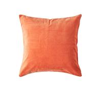 HOMESCAPES Large Burnt Orange Velvet Cushion Cover Super Soft Cotton Velvet Luxury Square Scatter Cushion Plain Accent Throw Pillow for Sofa and Bed Decoration with Hidden Zipper, 60 x 60cm
