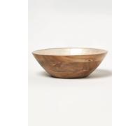 Homescapes Capiz Style Mango Wood Enamel Bowl - 25 Cm In Light Brown Light Brown