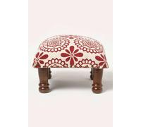 Homescapes Cassia Red Geometric Footstool, 40 X 40 X 25 Cm Red One Size