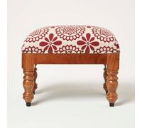 Homescapes Cassia Red Geometric Footstool, 50 X 30 X 40 Cm