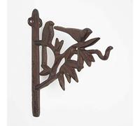 HOMESCAPES Cast Iron Bird Silhouette Hanging Basket Hook 21cm Long Wall Mounted Plant Hanger for Indoor and Outside Decoration