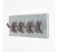 HOMESCAPES Cast Iron Bumble Bee Wall Mounted Coat Hooks on Slate Plate Vintage Style 4 Hangers for Indoor and Outdoor Use