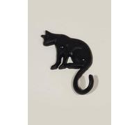 Homescapes Cast Iron Cat Coat Hook In Black Black