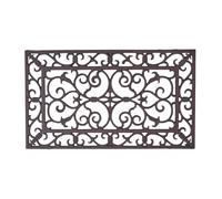 HOMESCAPES Cast Iron Door Mat Outdoor Brown Rectangular Parisian Design Doormat