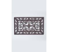 HOMESCAPES Cast Iron Door Mat Outdoor Brown Rectangular Parisian Design Doormat