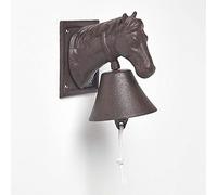 HOMESCAPES Cast Iron Horse Door Bell Traditional Decorative Hanging Door Bell With Horses Head Wall Mounted Rustic Style