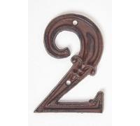 Homescapes Cast Iron House Number, 2 In Brown Brown