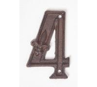 Homescapes Cast Iron House Number, 4 In Brown Brown One Size
