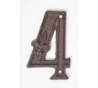 Cast Iron House number, 4 Homescapes Brown One Size