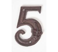Homescapes Cast Iron House Number, 5 In Brown Brown