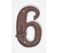 Homescapes Cast Iron House Number, 6 In Brown Brown One Size