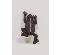 HOMESCAPES Brown Cast Iron Garden Thermometer Wall Mounted Garden Frog Shaped Temperature Gauge
