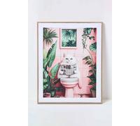 Homescapes Cat On Toilet Wall Art, 45 X 50Cm In White White