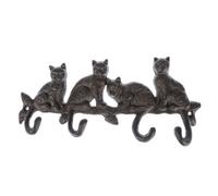Homescapes Cat Tail Cast Iron Coat Hook Hanger With Cats On A Branch Design