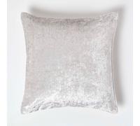 HOMESCAPES Luxury Champagne Crushed Velvet Cushion Cover 24 x 24 Inch (60 cm) Square Scatter Cushion for Sofa or Bed