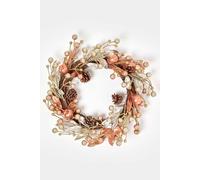 Homescapes Champagne Pinecone & Apple Christmas Wreath In Bronze