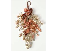Champagne Pinecone & Apples Christmas Teardrop Swag Homescapes Beige One Size
