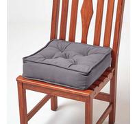 HOMESCAPES Dark Grey Dining Chair Booster Cushion Large Firm 40cm Square Seat Pad with Supportive 10cm Thick Lift Soft Charcoal Cotton Cushion For The Elderly, Post-Operative and Pregnancy