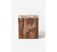 Homescapes Check Cube Pouffe Leather And Suede 36 X 36 X 38 Cm In Brown Brown